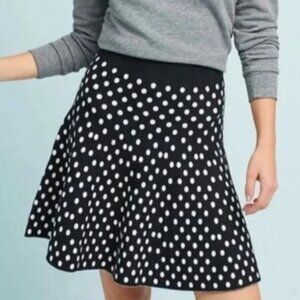 Anthropologie Maeve Brand Black Polka Dot Flare Knit Skirt. Size XS
